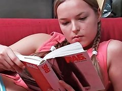 A Cute Teenager Is Reading And Has Been Stopped So He Can Be Fingered By Her.